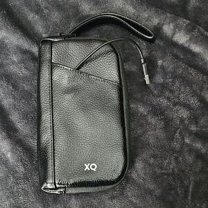 Black Leather Phone Wallet with Wristlet